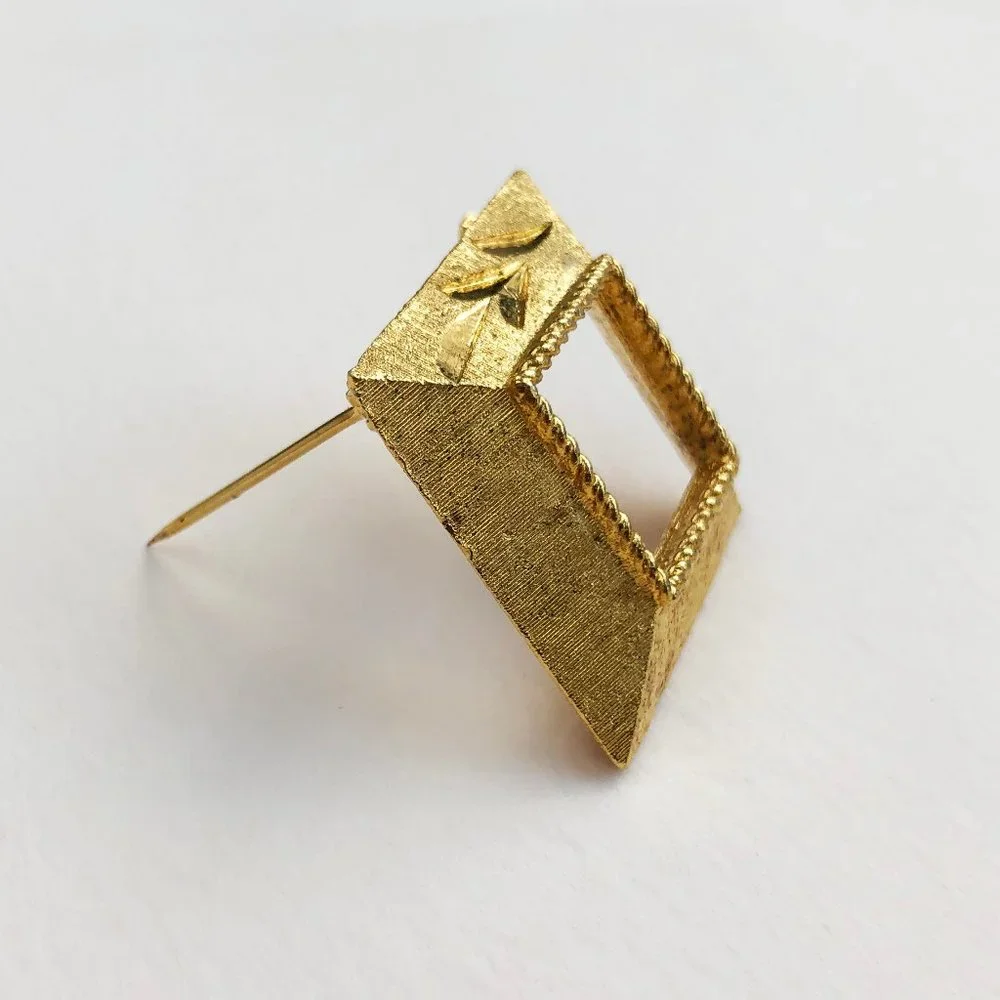 Square frame brooch gold, modern picture frame pin for women